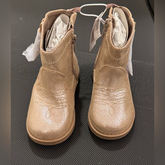 Old Navy Shiny Side Zip Western Boots in “Shiny Neutral” - Picture 5 of 10